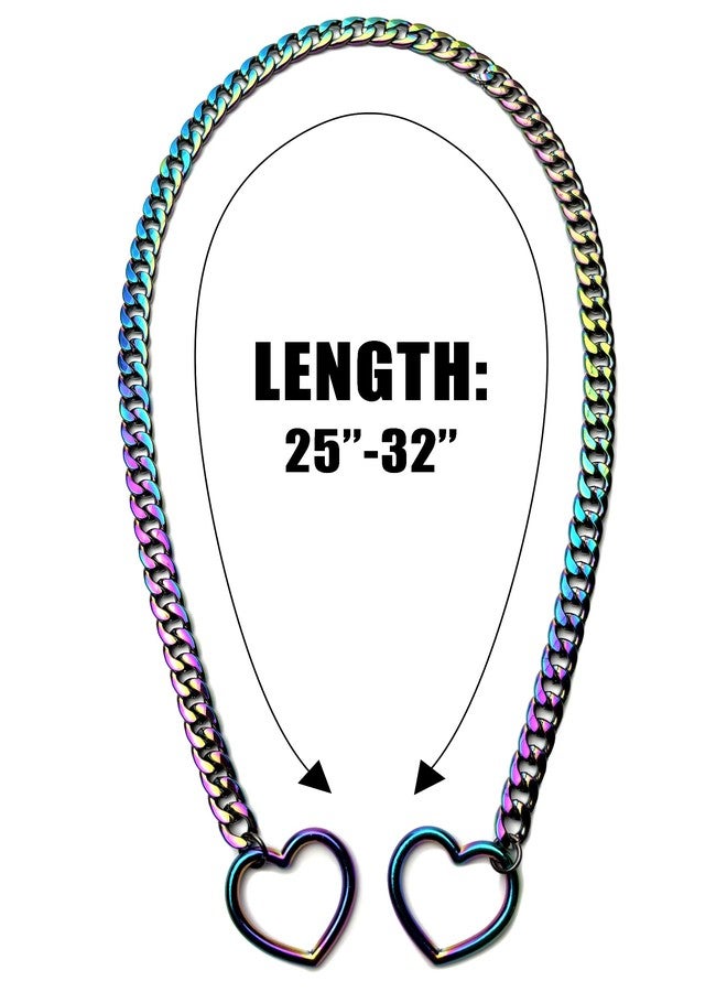 EverGlimp Rainbow Slip Chain Necklace For Women, Purple Heart-Shaped O-Ring,Adjustable Lengths,Cuban Chunky Chain Lariat Y-Necklace Jewelry (Purple, Length 25'') - Image 5
